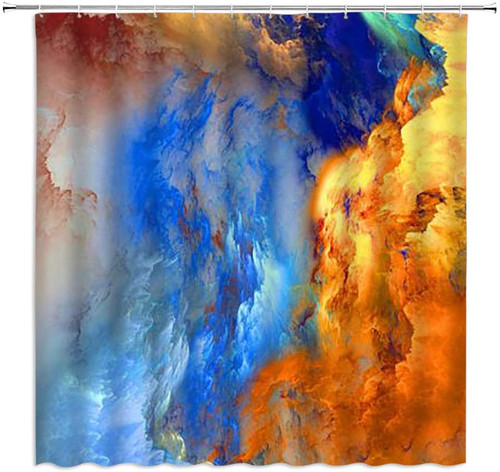 JIAMELUCK Colorful Shower Curtains Abstract Cloud Modern Landscape Blue Orange Waterproof Fabric Bathroom Decor with Hooks 85x180cm(33" Wx71 H)