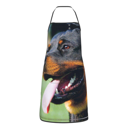 Rottweiler Dog Printed Apron Cooking Kitchen Aprons Waterproof Bib With 2 Pockets Unisex Kitchen Apron