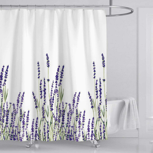 JIAMELUCK Lavender Shower Curtain with Hooks Waterproof Polyester Fabric Purple Floral Plant Bathtub Curtains for Bathroom 85x180cm(33" Wx71 H)