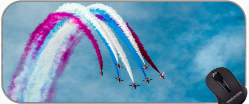 Non-Slip Rubber Gaming Mouse Pad,Smoke Airplane Airplane Flight Show Mouse Pad with Stitched Edges