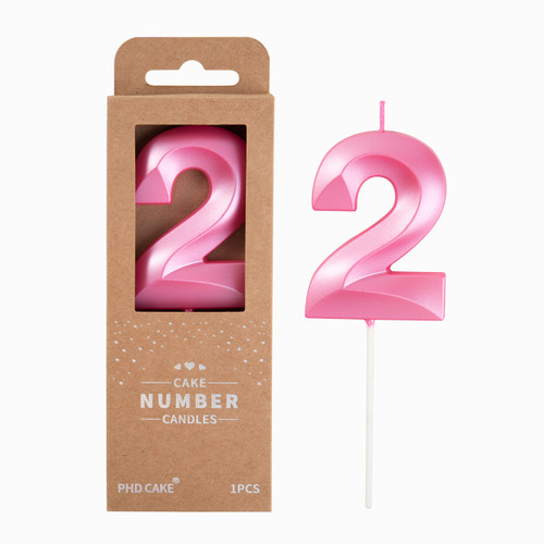 PHD CAKE 2.76 Inch Diamond Pink 2 Number Birthday Candles, Pink Number Candles, Cake Number Candles, Party Celebration