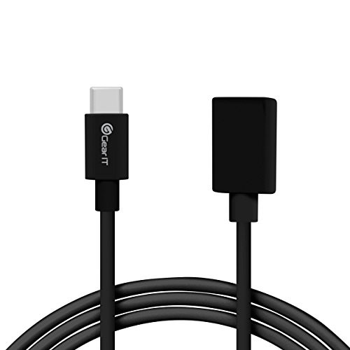 USB Type C Adapter, GearIT USB 3.0 Type C USB-C (5 Gbps) Connector to Standard USB A Female 6 inch Adapter Cable, Black
