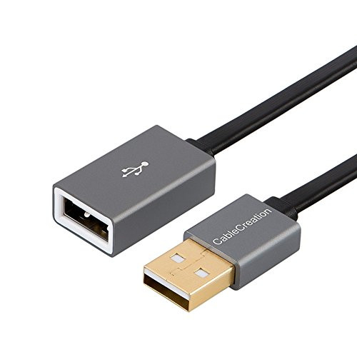 CableCreation USB 2.0 Extension Cable, 3.3ft Flat Slim-line USB A Male to Female Extender for Gamepad, Flash Drive, Mouse, Keyboard, Printer, Scanner, Card Reader, 1M, Black