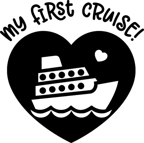 My First Cruise Ship Love Heart Family Ocean Travel Trip Wall Decals for Walls Peel and Stick Wall Art murals Black Small 8 Inch