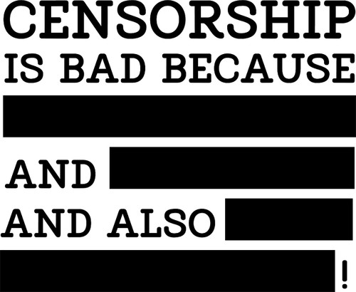 Censorship is Bad Because Blacked Out Funny Censor Wall Decals for Walls Peel and Stick Wall Art murals Black Medium 18 Inch