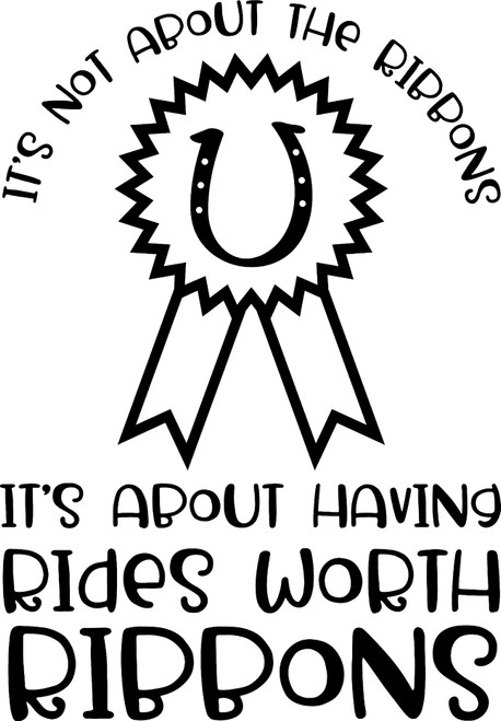 Its Not About The Ribbons Rides Worth Ribbons Funny Horses Wall Decals for Walls Peel and Stick Wall Art murals Black Medium 18 Inch