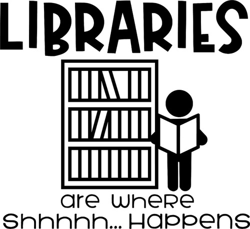 Libraries are Where Shhh Happens Funny Humor Books Wall Decals for Walls Peel and Stick Wall Art murals Black Small 8 Inch
