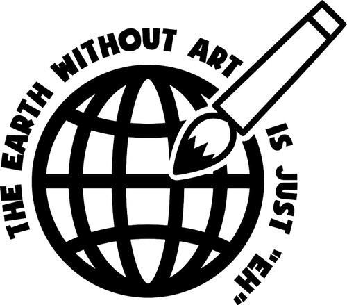 The Earth Without Art is Just "Eh" Funny Globe Paintbrush Create Wall Decals for Walls Peel and Stick Wall Art murals Black Small 8 Inch