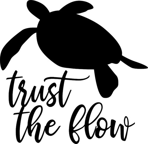 Trust The Flow Sea Turtle Ocean Funny Chill Wall Decals for Walls Peel and Stick Wall Art murals Black Medium 18 Inch