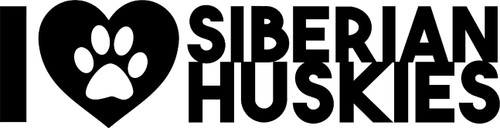 I Heart Siberian Huskies Love Dog Paw Print Wall Decals for Walls Peel and Stick Wall Art murals Black Medium 18 Inch