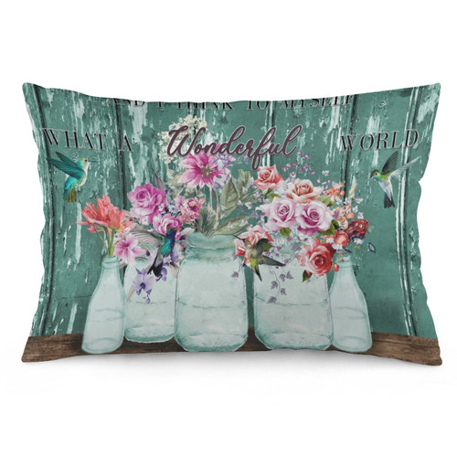 Throw Pillow Cases and I Think to Myself What A Wonderful World Pillow Cases Hummingbird Inspiration Throw Pillow Case Cushion Cover Double-Sided Printed Decorations Supplies for Sofa Couch 20"x30"