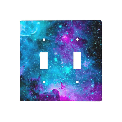 XRELZRS Galaxy Double Toggle Light Switch Cover Decorative 2 Gang Wall Plate Lightswitch Faceplate Wallplate 4.5x4.5 Inch Standard Size, SinTole