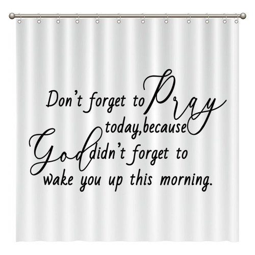 Rimego Shower Curtains with Motivational Quote Don't Forget to Pray Today Waterproof Shower Curtain for Bathtub Home Bathroom, 12 Hooks, Retro, 72 in