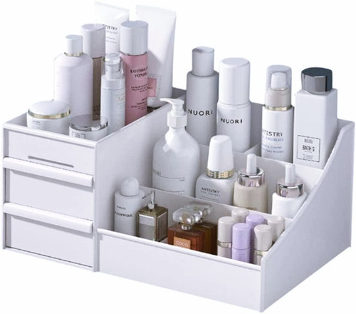 Makeup Desk Organizer with Drawers, Countertop Organizer for Cosmetics, Vanity Holder for Lipstick, Brushes, Lotions, Eyeshadow, Nail Polish and Jewelry (White) Makeup Desk Organizer with Drawers, Countertop Organizer for Cosmetics, Vanity Holder for Lipstick, Brushes, Lotions, Eyeshadow, Nail Polish and Jewelry (White)
