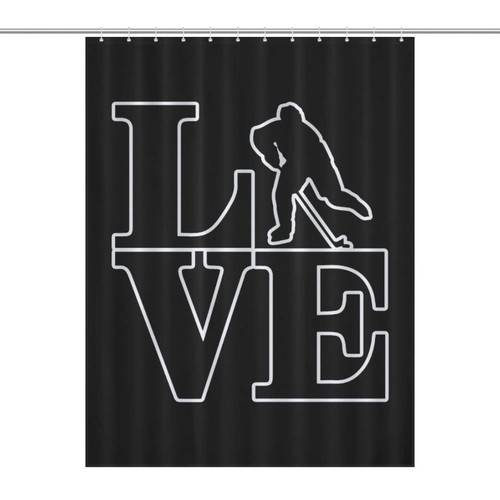 Love Hockey Shower Curtain Waterproof Polyester Bath Curtain for Home Bathroom Hotel Decor 55x72Inch?140x183cm?