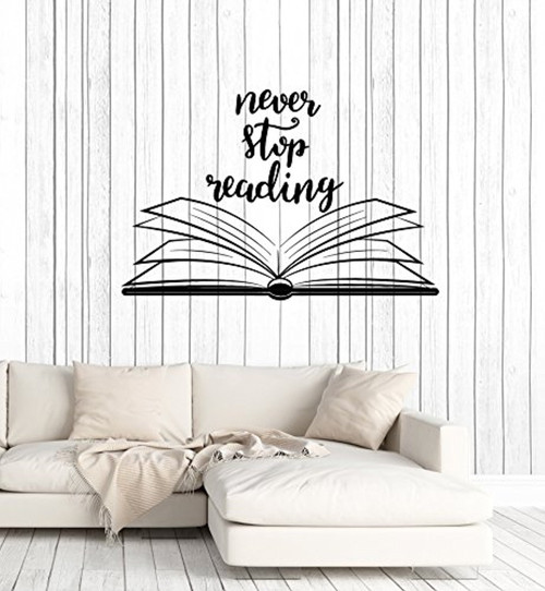 Art of Decals Amazing Home Decor-Large Vinyl Wall Decal Open Book Quote Reading Room Library Decor Stickers Mural Made in The USA Removable