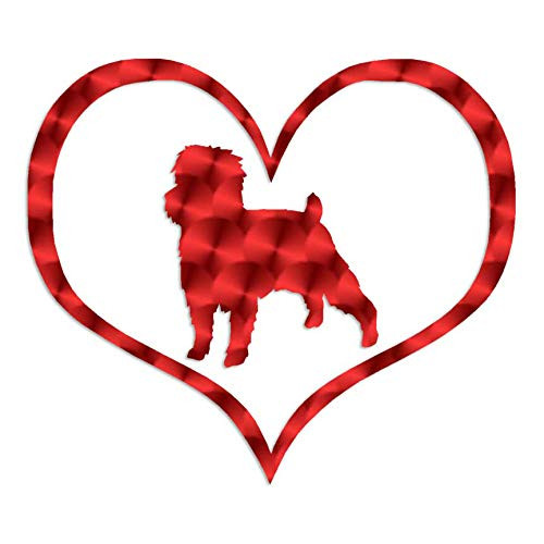 Affenpinscher Dog Heart Love - Vinyl Decal Sticker - 6.5" x 5.75" - Red Engine Turn