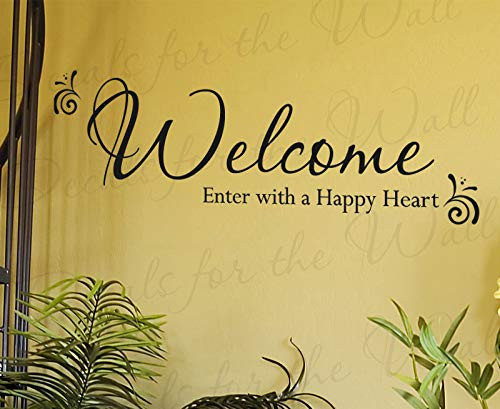 Decals for Welcome Enter with a Happy Entryway Home Entry Decorative Vinyl Sticker Graphic Wall Decal Quote Lettering Decor Saying Decoration MTX15 Decals for Welcome Enter with a Happy Entryway Home Entry Decorative Vinyl Sticker Graphic Wall Decal Quote Lettering Decor Saying Decoration MTX15