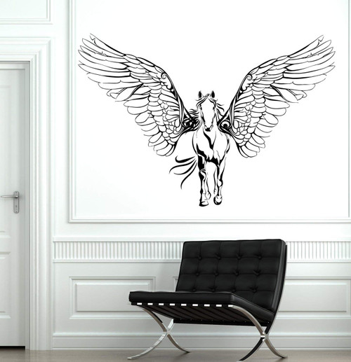 Wall Vinyl Horse Wings Pegasus Mustang Mural Vinyl Decal Sticker and Stick Wall Decals