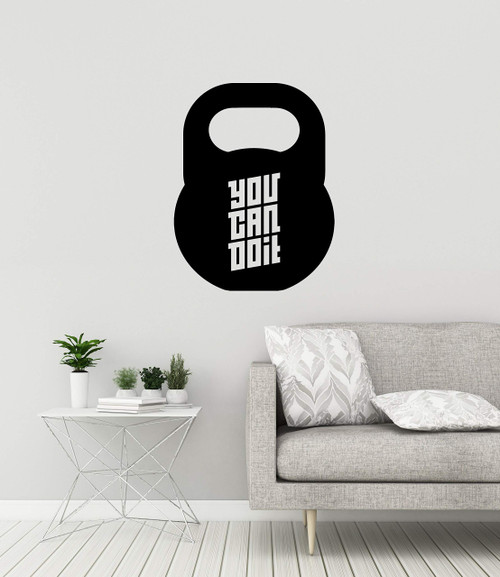 Kettlebell Vinyl Wall Decal Home Gym Inspirational Quote Fitness Bodybuilding Stickers Mural and Stick Wall Decals