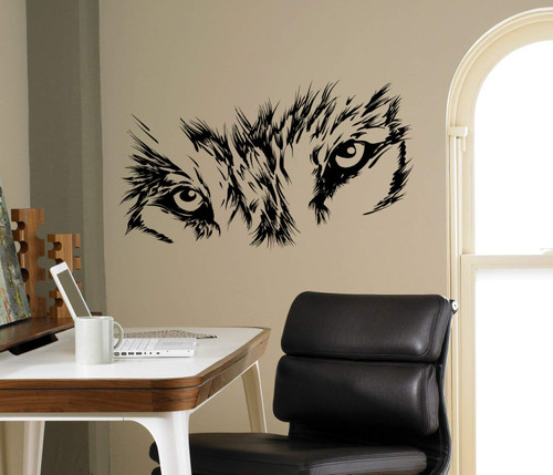 Place Wolf Eyes Wall Decal - Beast Wild Animal Vinyl Sticker Home Decor Ideas Interior Wall Art Made in USA - 12x15 Inch