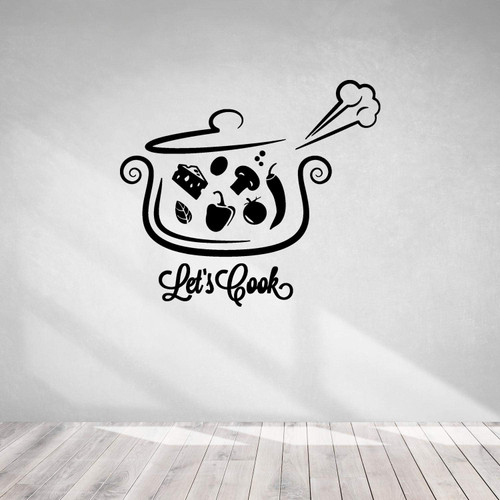 Cook Theme Sticker-Phrase Let's Cook Pan-Wall Decal Soup Food Kitchen-Kitchen Pizza Bar Restaurant Wall Stickers Decor-Removable Wall Decals-0-065BGN43-11x12.7 in Cook Theme Sticker-Phrase Let's Cook Pan-Wall Decal Soup Food Kitchen-Kitchen Pizza Bar Restaurant Wall Stickers Decor-Removable Wall Decals-0-065BGN43-11x12.7 in