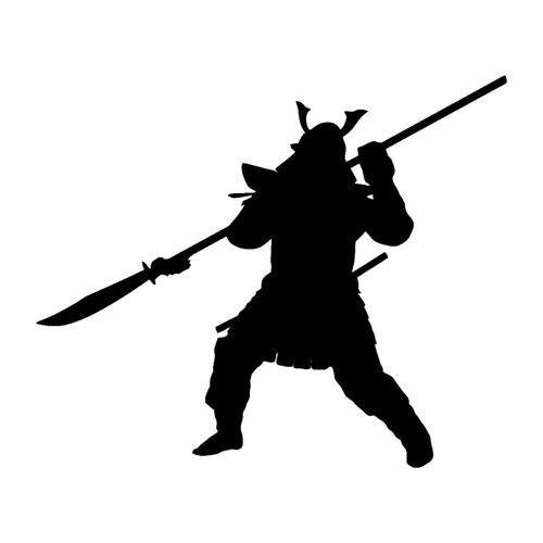 Wall Sticker in Japan Style-Silhouette Japanese Warrior Asian-Vinyl Decal-Samurai with Spear-Living Room Bar Club Restourant Wall Decor-BG00-20-04d-11x13.2 in