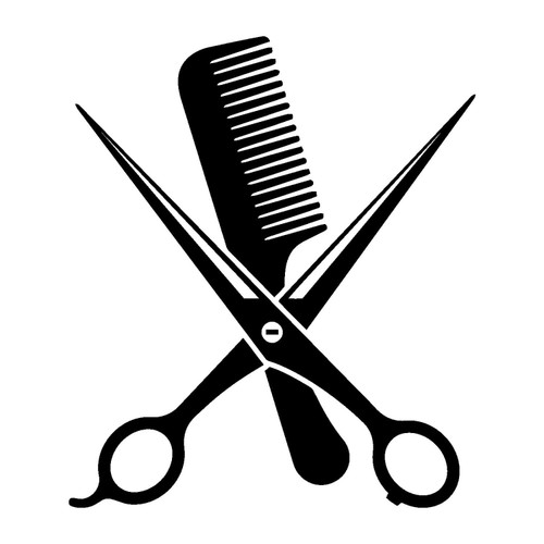 Wall Sticker-Barber Hair Beauty Salon-Vinyl Decal-Scissors Comb-Barbershop Beauty Studio Wall Decor Decals-Custom Color Stickers-BG00-11-78d-11x13.2 in