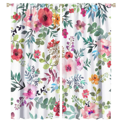 Floral Blackout Windows Curtains, Watercolor Floral Pink Floral Curtain Decoration Pink Curtains, for Home Living Room Bedroom Decor 55x63in 2 Panels Floral Blackout Windows Curtains, Watercolor Floral Pink Floral Curtain Decoration Pink Curtains, for Home Living Room Bedroom Decor 55x63in 2 Panels
