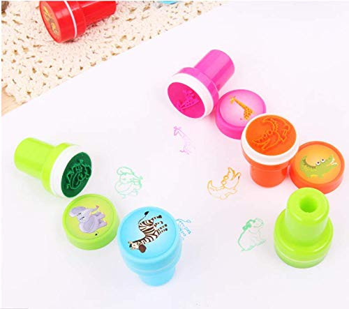 AiAi Toy 10 Pieces Kids Mini Stampers Safari Stampers Self-Ink Stamps (Zoo Safari)