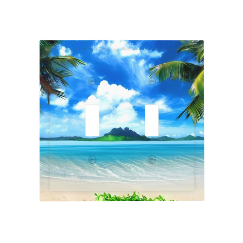 The Sea 2 Gang Toggle Light Switch Wall Plate 4.9" x 5" Double Switch Cover Unbreakable Polycarbonate Thermoplastic Double Toggle Wall Plate for Light Switches Outlet Covers