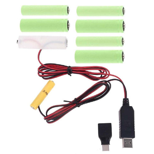 2in1 USB/Type C Mains Convert to AA + AAA Battery Eliminator, Replace 1 to 4pcs LR6 LR03 Battery Power Supply Cable AA AAA Battery Eliminator Replace 2X 3X AA AAA Battery LR6 AA LR03