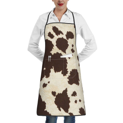 MIXMEY Cow Fur Print Print Cute Girl Kitchen Apron, Men'S Cooking Cool Apron, Gardening Staff Waterproof Apron, With Pockets