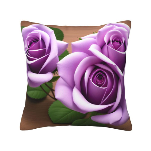 MIXMEY Purple Flowers Print Square Pillow Case Sofa Living Room Bedroom Car Fashionable Throw Pillow Cushion Covers,18x18 in