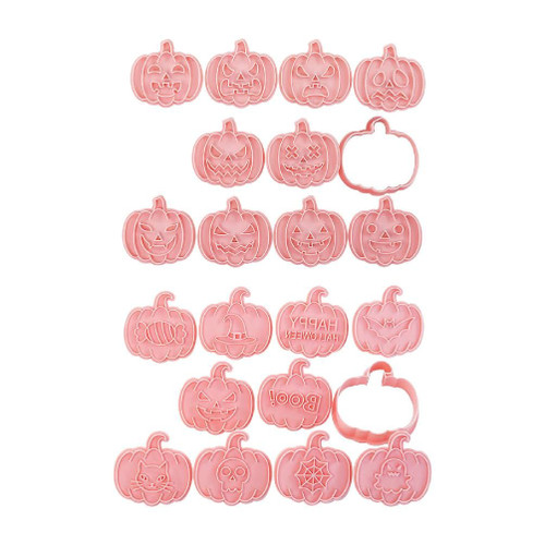 20Pcs/set Pumpkin Shape Cookie Cutters Cartoon Pressable Biscuits Mold Cookie Stamps Kitchen Fondant Baking Pastry Mold Hand Pie Molds
