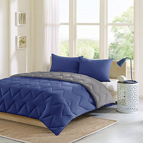 Intelligent Design Trixie Reversible Comforter Mini Set Navy/Grey Full/Queen