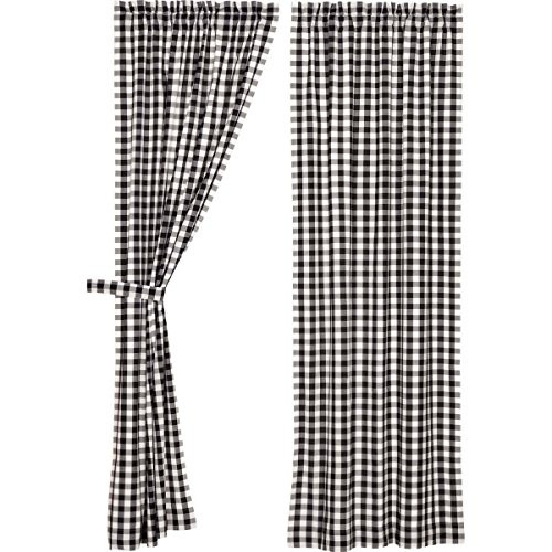 VHC Brands Farmhouse Classic Country Curtains Annie Buffalo Check Lined Panel Pair, Black VHC Brands Farmhouse Classic Country Curtains Annie Buffalo Check Lined Panel Pair, Black