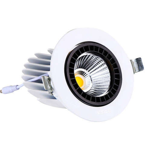PEHUB 12w/20w/30w COB Elephant Trunk Light Embedded Anti-Glare Panel Light Round Energy Saving Hotel Illumination Spotlight Recessed Ceiling Downlight High Brightness (Color : 3000k_20w)