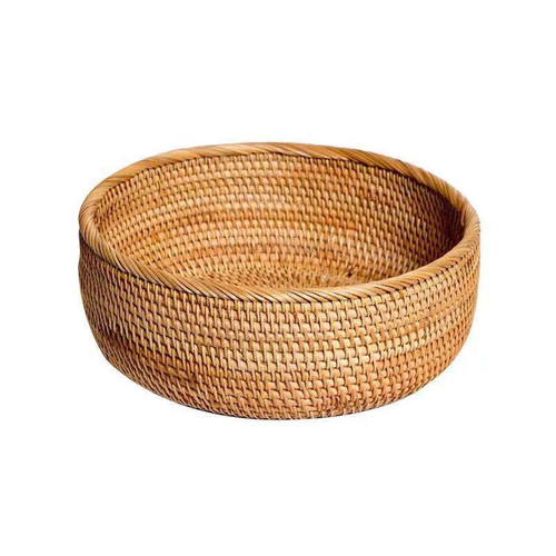 Junnfun Round Rattan bread Basket - Natural Wicker Fruits Bread Basket,Round Fruit Woven Basket Bowls,Handmade Rattan Bread Basket for Serving,Handwoven Storage Serving Baskets,Honey Brown 10.2" Junnfun Round Rattan bread Basket - Natural Wicker Fruits Bread Basket,Round Fruit Woven Basket Bowls,Handmade Rattan Bread Basket for Serving,Handwoven Storage Serving Baskets,Honey Brown 10.2"