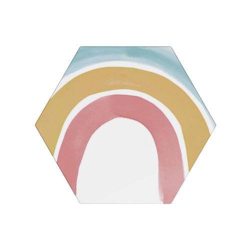 EVANEM Coasters for Drinks Ceramic Coaster Set of 6 Drink Coaster with Metal Holder Multicolor Rainbow Cup Coaster Cork Backing Stone Coaster for Wedding Home Decor