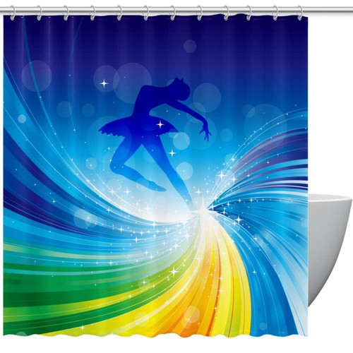 Shower Curtain for Bathroom, Ballet Dancing Girl Waterproof Fabric Bath Curtain Set with 12 Hooks, Standard Size 60 by 72