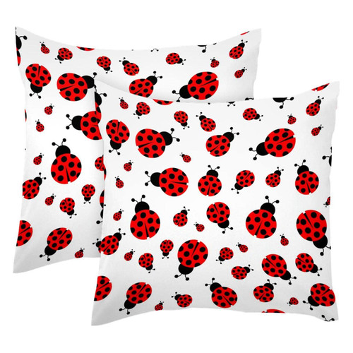 LORVIES Xmas Pillow Covers, Animal Ladybug Throw Pillow Covers 20 x 20 inches, 2 Pack Square Farmhouse Pillowcase, Velvet Cushion Case for Sofa Bedroom Home Decor