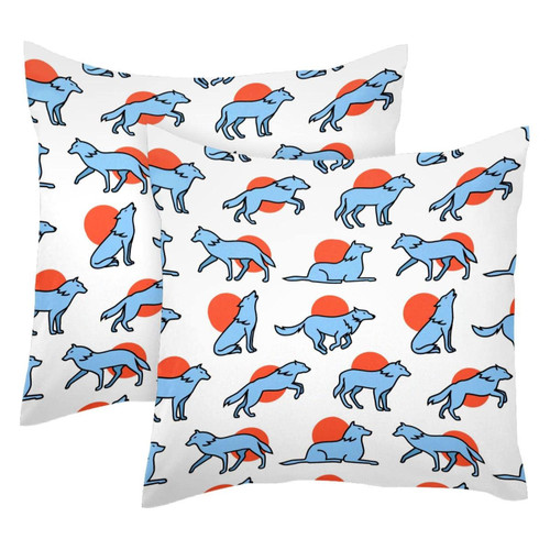 LORVIES Xmas Pillow Covers, Wolves Pattern Throw Pillow Covers 20 x 20 inches, 2 Pack Square Farmhouse Pillowcase, Velvet Cushion Case for Sofa Bedroom Home Decor