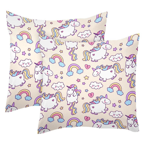 LORVIES Xmas Pillow Covers, Unicorn Pattern Throw Pillow Covers 20 x 20 inches, 2 Pack Square Farmhouse Pillowcase, Velvet Cushion Case for Sofa Bedroom Home Decor