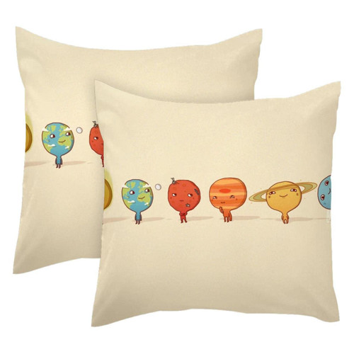 LORVIES Xmas Pillow Covers, Cute Planets Throw Pillow Covers 20 x 20 inches, 2 Pack Square Farmhouse Pillowcase, Velvet Cushion Case for Sofa Bedroom Home Decor