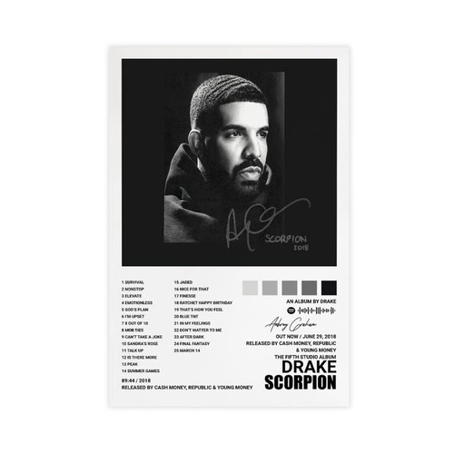 QEWRT Drake Poster Scorpion Album Cover Posters Wall Art Print Decor Canvas Posters for Room Aesthetic Unframe:12x18inch(30x45cm)