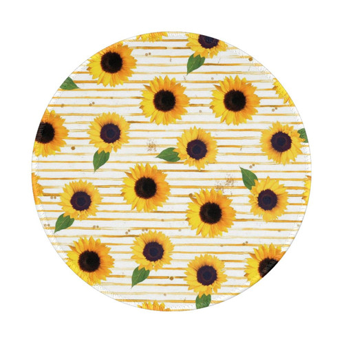 Sunflower Pattern Printed Mouse Pad Non-Slip Computers Mouse Mat 8 in Waterproof Round Gaming Mouse Pads for Office
