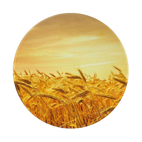 Wheat Field Printed Mouse Pad Non-Slip Computers Mouse Mat 8 in Waterproof Round Gaming Mouse Pads for Office