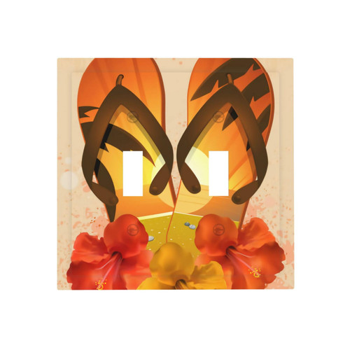 Wall Plate Summer Beach Flip Flops 2-Gang Light Switch Plate Duplex Toggle Switch Covers For Bedroom Kitchen Home Decor
