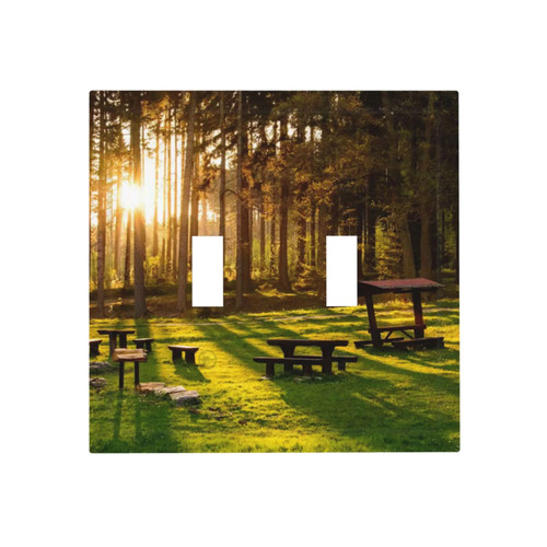 Wall Plate Sunset In The Forest 2-Gang Light Switch Plate Duplex Toggle Switch Covers For Bedroom Kitchen Home Decor